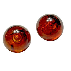 Vintage Clip On Earrings Lucite Domes Orange Red Faux Tortoise Shell Buttons